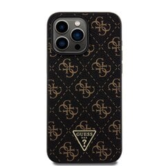 Guess PU Leather 4G Triangle Metal Logo Case for iPhone 15 Pro Max Black цена и информация | Чехлы для телефонов | 220.lv