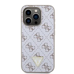Guess PU Leather 4G Triangle Metal Logo Case for iPhone 15 Pro White цена и информация | Чехлы для телефонов | 220.lv