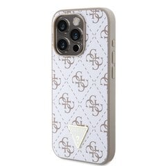 Guess PU Leather 4G Triangle Metal Logo Case for iPhone 15 Pro Max White цена и информация | Чехлы для телефонов | 220.lv