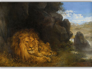 Reprodukcija Divas lauvas alā, Wilhelm Kuhnert цена и информация | Картины | 220.lv