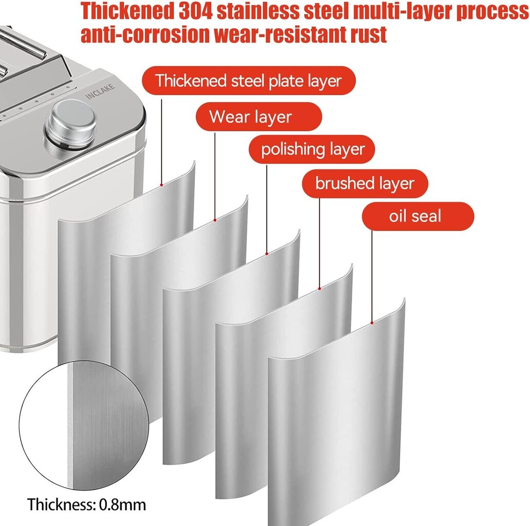 Benzīna kanna no nerūsējošā tērauda Omgtmd, 30L, sudraba cena un informācija | Auto piederumi | 220.lv