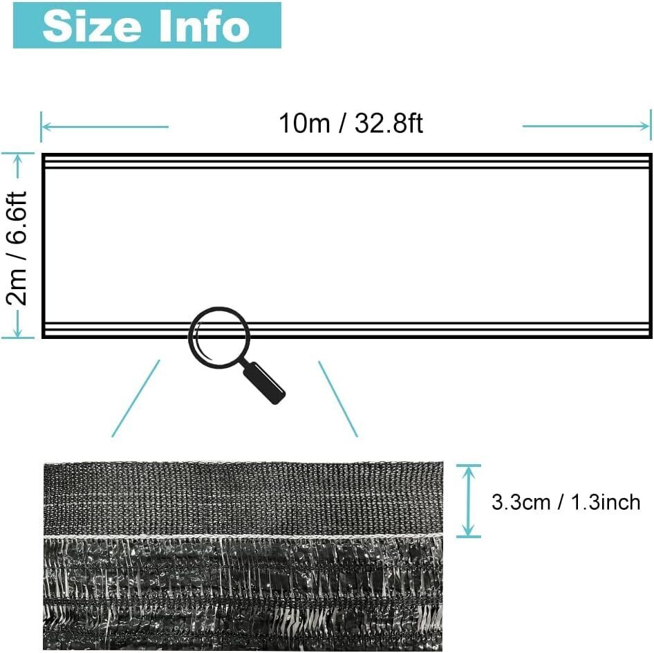 Dārza saules aizsargtīkls siltumnīcai BeGrit, 2 m x 10 m, melns cena un informācija | Dārza instrumenti | 220.lv