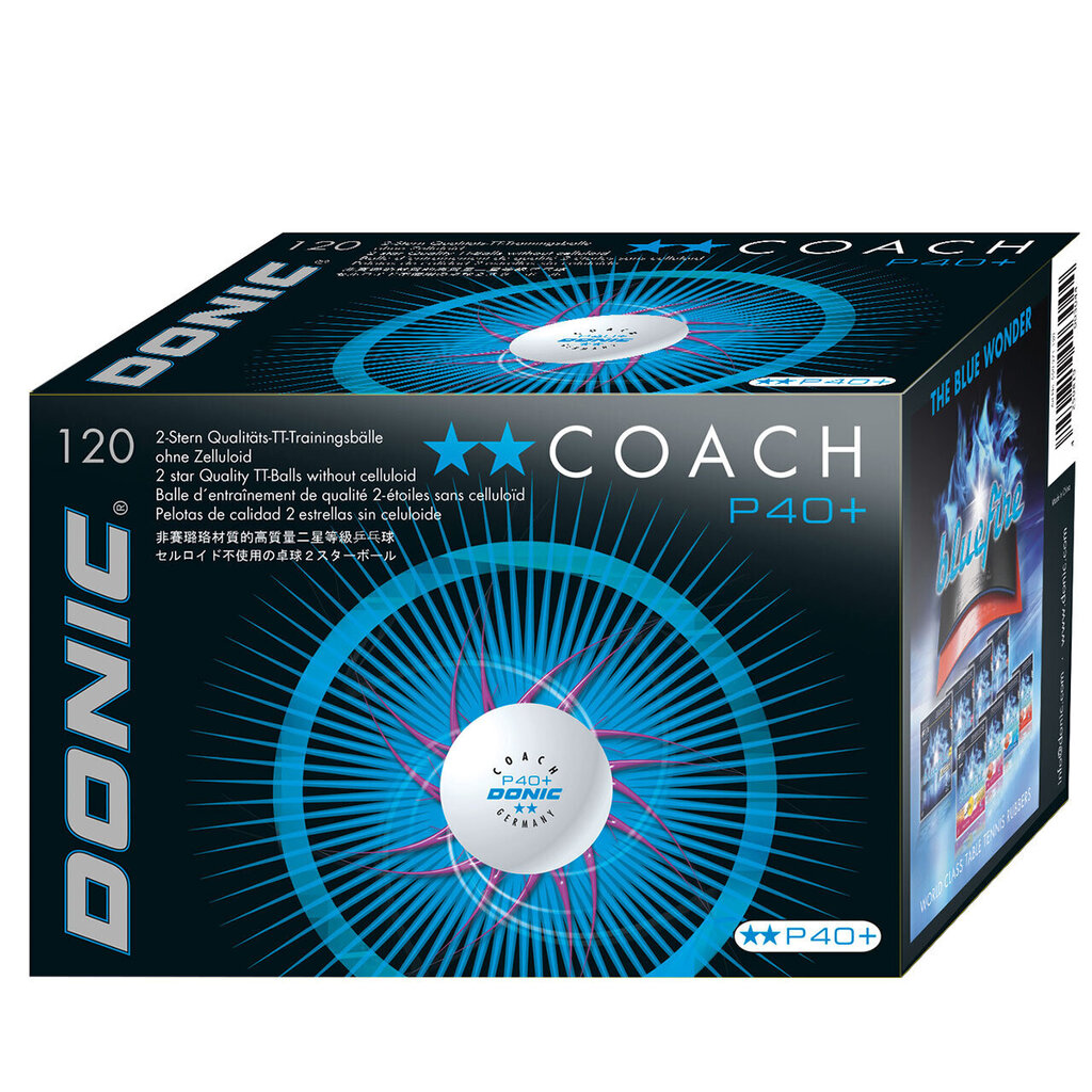 Galda tenisa bumbiņas Donic P40+ Coach, 120 gab., baltas цена и информация | Galda tenisa bumbiņas | 220.lv