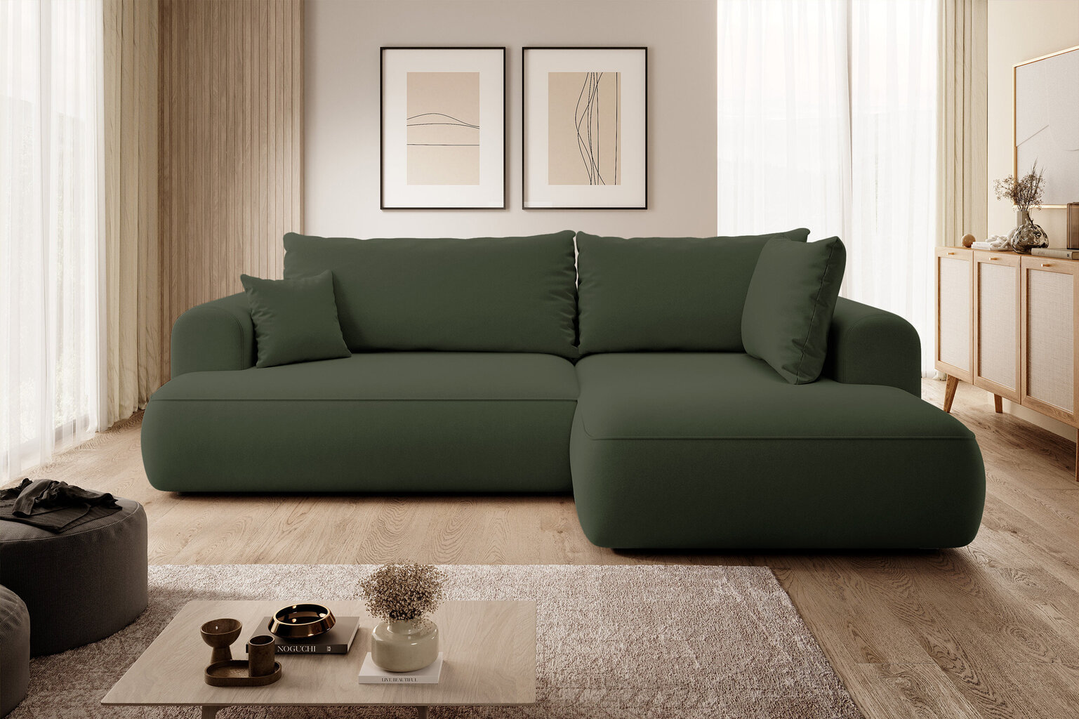 Labās puses stūra dīvāns Selsey Ovo L, zaļš цена и информация | Stūra dīvāni | 220.lv