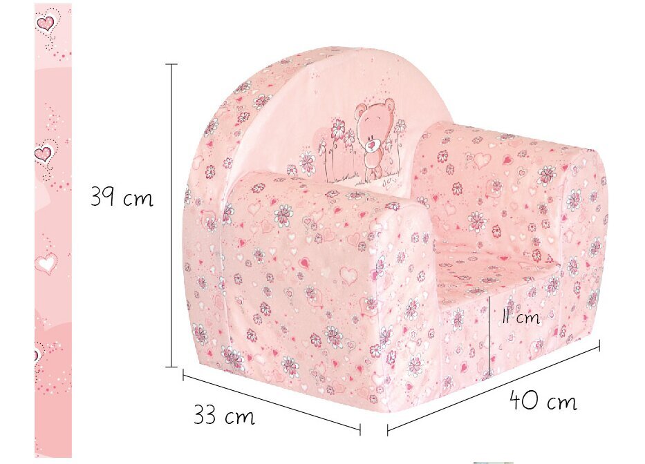 Bērnu krēsls Fortisline, rozā cena un informācija | Sēžammaisi, klubkrēsli, pufi bērniem | 220.lv