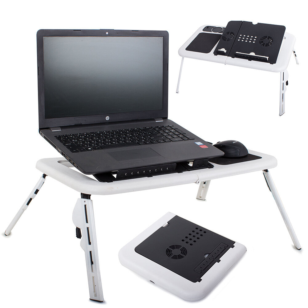 Portatīvo datoru galds, balts/melns cena un informācija | Datorgaldi, rakstāmgaldi, biroja galdi | 220.lv