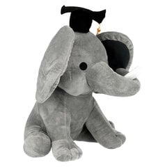 Plīša zilonis ar cepurīti, pelēks, 27 cm cena un informācija | Mīkstās (plīša) rotaļlietas | 220.lv