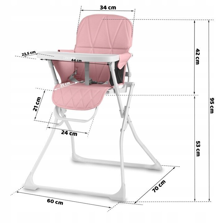 Bērnu barošanas krēsls, balts/rozā cena un informācija | Barošanas krēsli | 220.lv