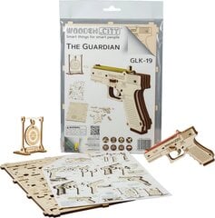 Koka 3D konstruktors Wooden City Pistole Guardian GLK-19, 30 gab. цена и информация | Конструкторы и кубики | 220.lv