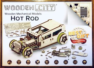 Koka 3D konstruktors Wooden City Automobilis, 141 gab. цена и информация | Конструкторы и кубики | 220.lv