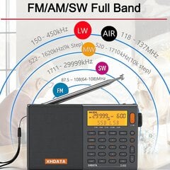 XHDDATA D-808 Портативное цифровое радио UK-STEREO/KW/LW SSB RDS Air Band Multi-Band-Radio GoundeSpeaker с ЖК-дисплеем. Аварийный сигнал и нарядный батарея 2000 MAH (серый) цена и информация | Радиоприемники и будильники | 220.lv