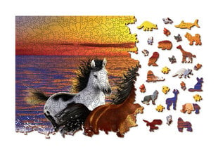 Деревянный пазл-головоломка с уникальными элементами для детей и взрослых "Wild Horses on the Beach" Wooden Puzzle 1000 деталей / Wooden.city цена и информация | Пазлы | 220.lv