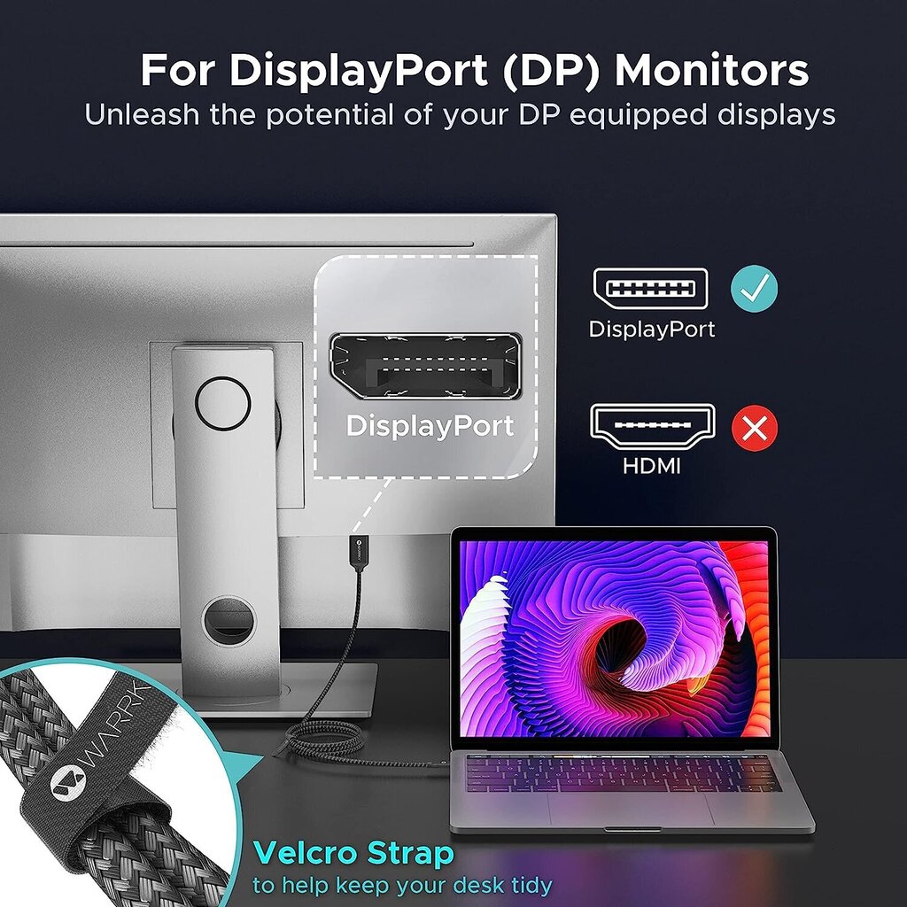 USB-C/DisplayPort, 1.8 m cena un informācija | Kabeļi un vadi | 220.lv