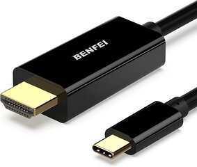 USB C на кабеле HDMI 4K, Benfei Type C до HDMI 1,8 млн. UHD Cable (Thunderbolt 3 Copateable) для Macbook Pro 2018/2017, MacBook Air/iPad Pro 2018, Samsung Galaxy S10/S9, Surface Book 2 и т. Д. цена и информация | Кабели и провода | 220.lv