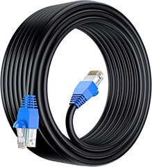 Mutecpower Cat6 50 м Внешнее использование водонепроницаемой - CCA - Сетевой кабель Ethernet - 250 МГц - черный - 50 метров с кабельными галстуками цена и информация | Кабели и провода | 220.lv