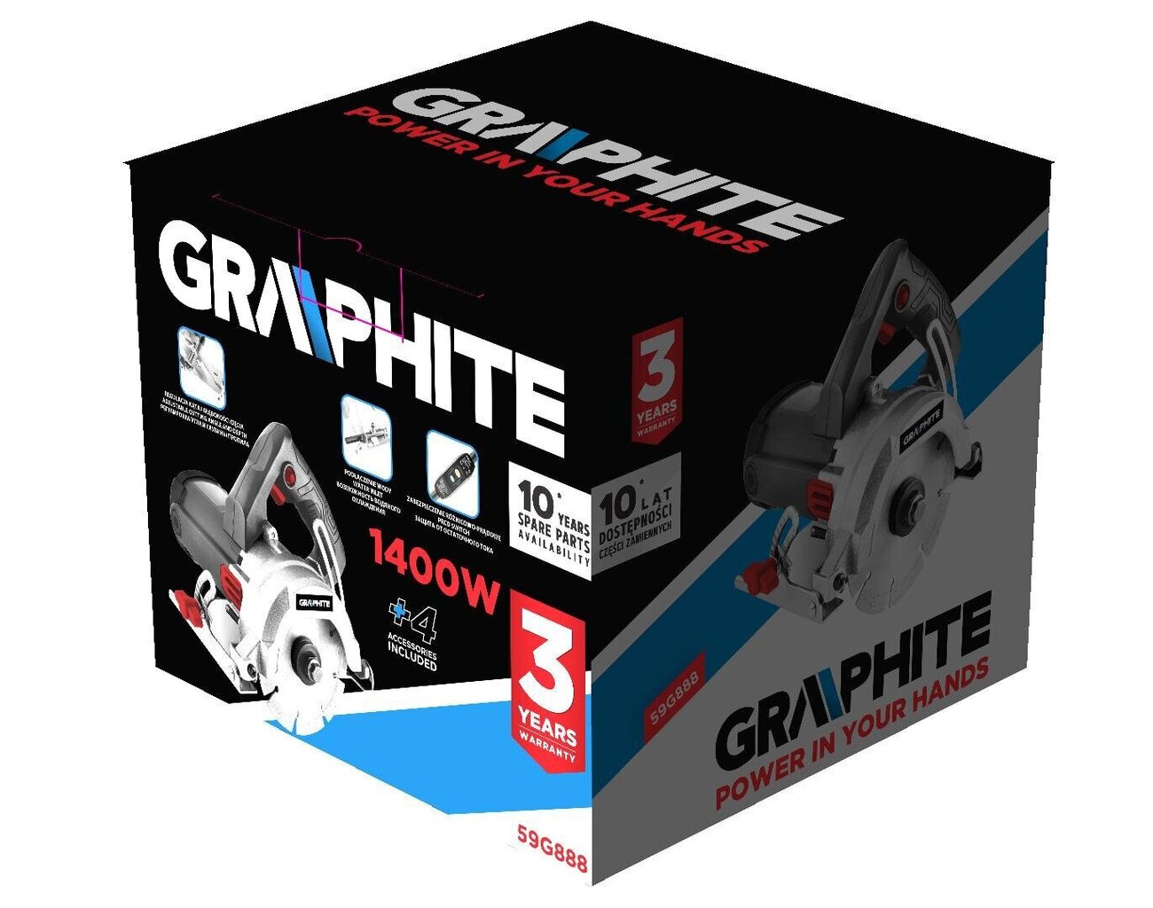 Grafīta griezējs Graphite 1400 W, 125 mm цена и информация | Zāģi, ripzāģi | 220.lv