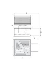 Slazds ar sānu noteci, fi110, regulējams nerūsējošā tērauda režģis 15x15 cm, balta krāsa cena un informācija | Dušas trapi | 220.lv