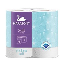 Tualetes papīrs Harmony Soft, 4 ruļļi/ 3 iepakojumi cena un informācija | Tualetes papīrs, papīra dvieļi | 220.lv