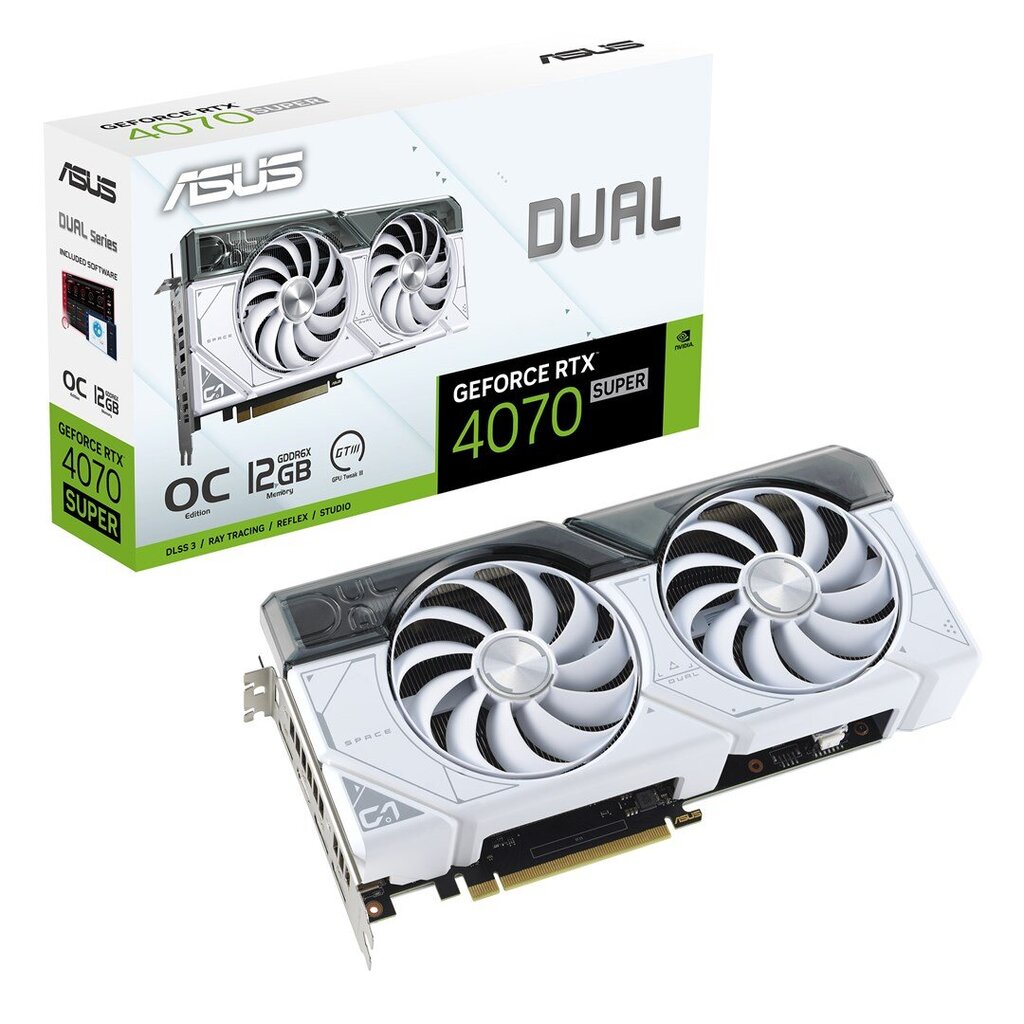 Asus Dual GeForce RTX 4070 Super White OC Edition (90YV0K84-M0NA00) cena un informācija | Videokartes (GPU) | 220.lv