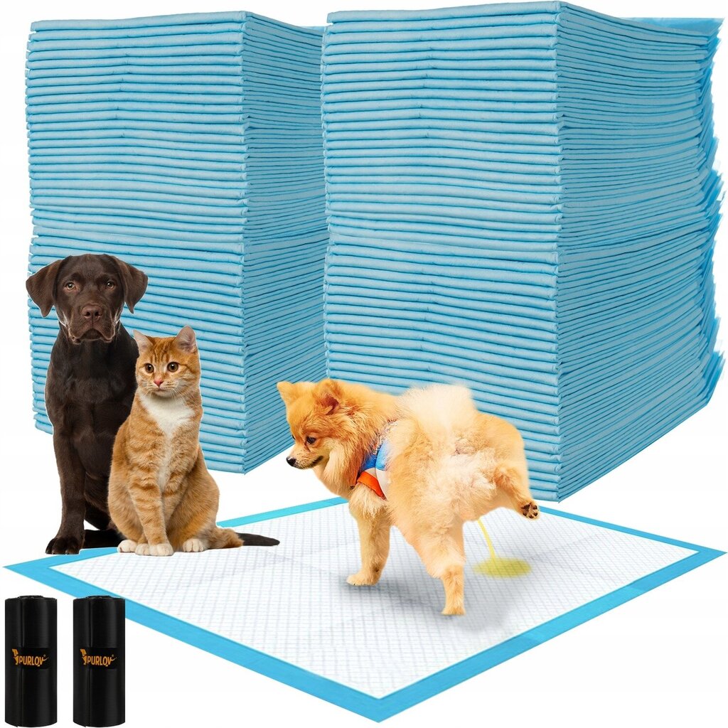 Vienreizējās lietošanas apakšklājs suņiem/mājdzīvniekiem 60x90 cm, 100gb, Purlov cena un informācija | Kopšanas līdzekļi dzīvniekiem | 220.lv