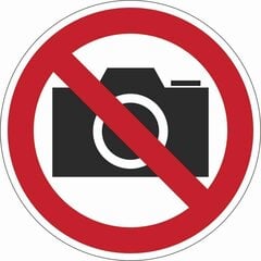 Līmējoša zīme Fotografēšana vai filmēšana ir aizliegta, 90X90 mm cena un informācija | Informatīvās zīmes | 220.lv