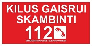 Līmējoša zīme Ugunsgrēka gadījumā Zvanīt, 75x150 mm cena un informācija | Informatīvās zīmes | 220.lv