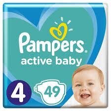 Autiņbiksītes Pampers Active Baby 4(9-14 kg) 49 gab. цена и информация | Подгузники | 220.lv