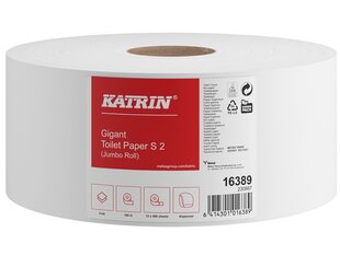 Туалетная бумага KATRIN Classic Gigant S2, рулон, 100м, 2 слоя, смешанное волокно. 1 рулон. цена и информация | Туалетная бумага, бумажные полотенца | 220.lv