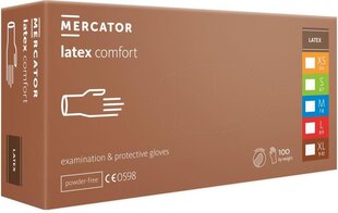 Vienreizlietojamie lateksa cimdi Mercator Comfort, M izmērs, 100 gab. cena un informācija | Pirmā palīdzība | 220.lv