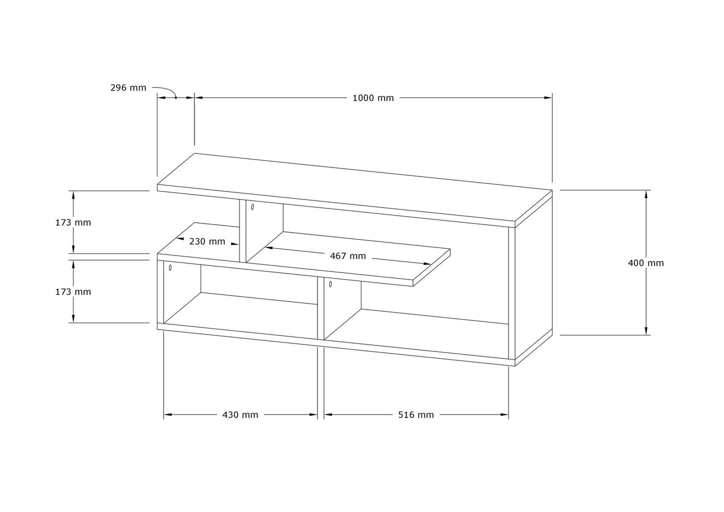 TV galdiņš Asir, 100x40x29,6 cm, melns цена и информация | TV galdiņi | 220.lv