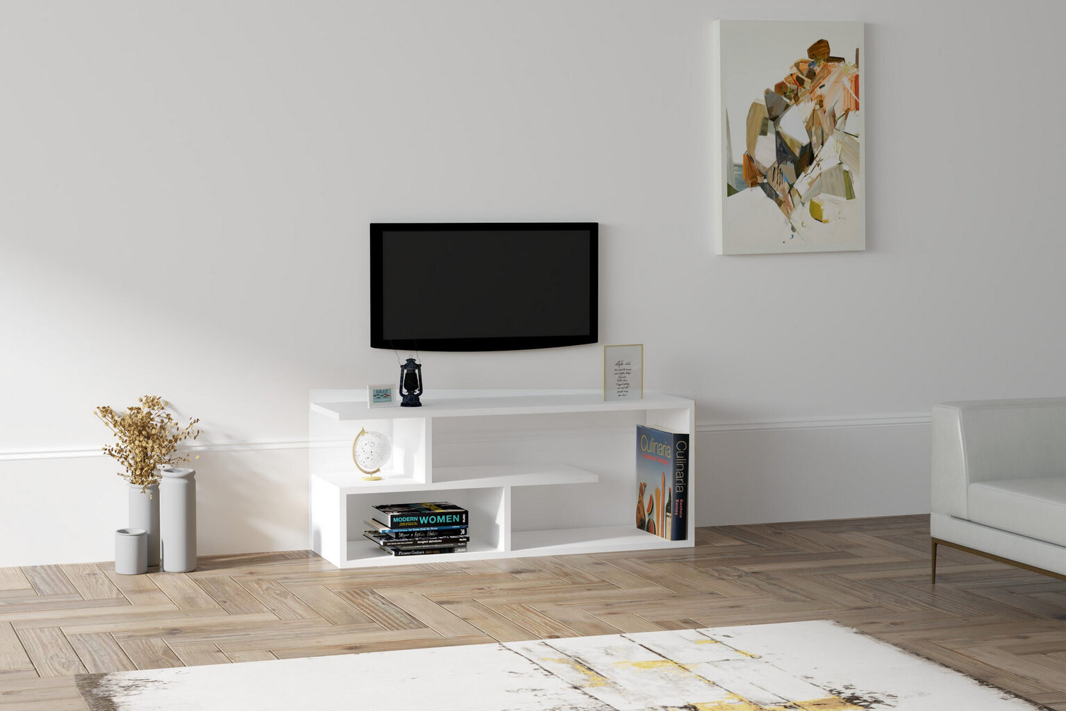 TV galdiņš Asir, 100x40x29,6 cm, balts cena un informācija | TV galdiņi | 220.lv