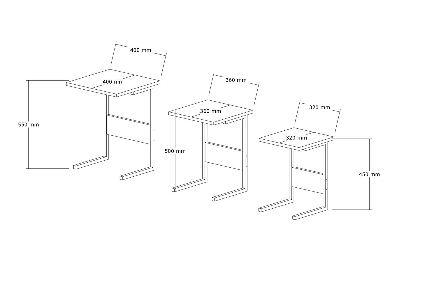 3-daļīgs galda komplekts Asir, balts/melns цена и информация | Žurnālgaldiņi | 220.lv