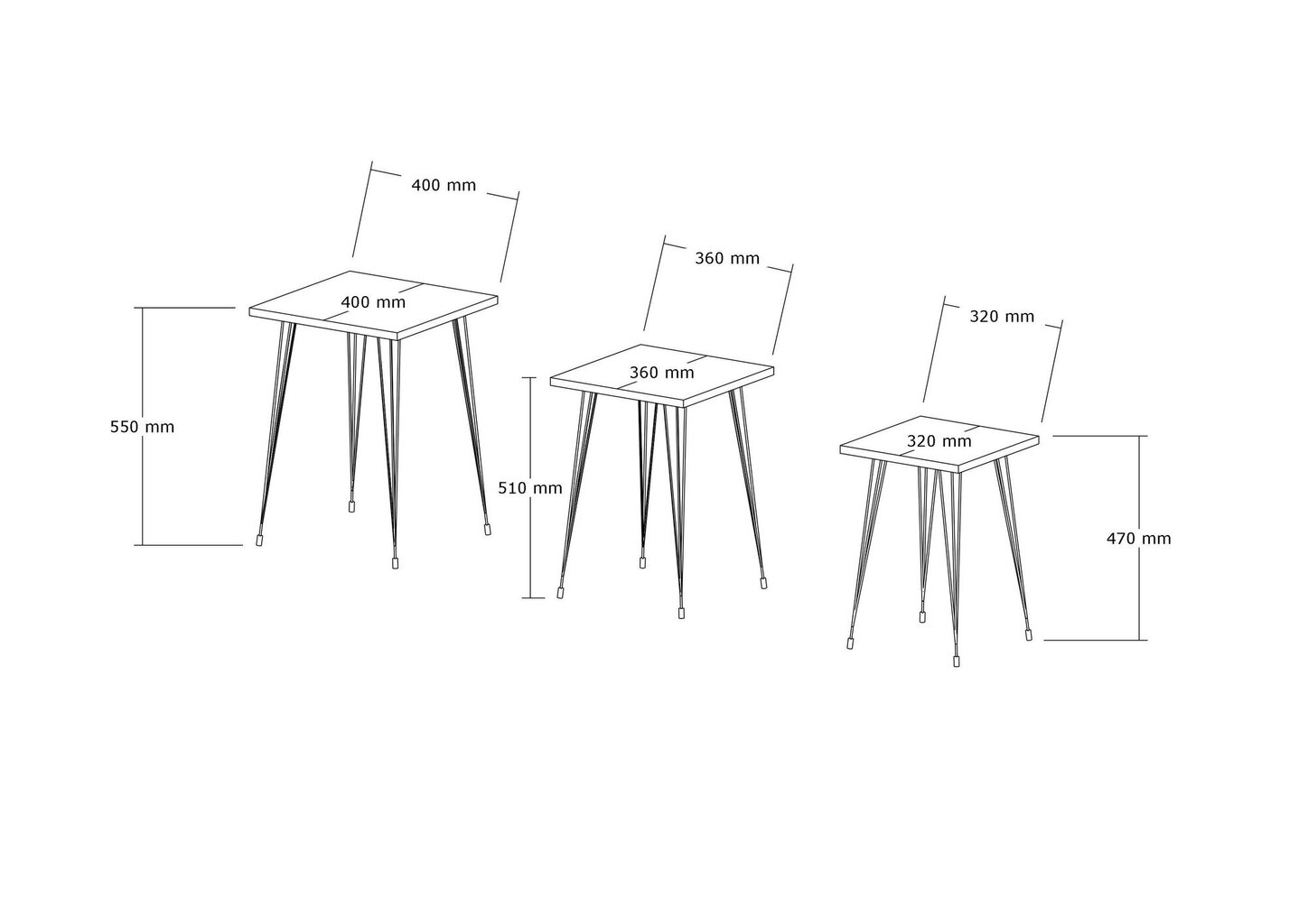 3-daļīgs galda komplekts Asir, melns/brūns cena un informācija | Žurnālgaldiņi | 220.lv