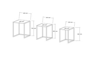 3-daļīgs galda komplekts Asir, 40x55x40 cm, melns/gaiši pelēks cena un informācija | Žurnālgaldiņi | 220.lv