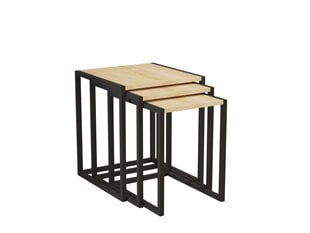 3-daļīgs galda komplekts Asir, 40x55x40 cm, melns/bēšs cena un informācija | Žurnālgaldiņi | 220.lv