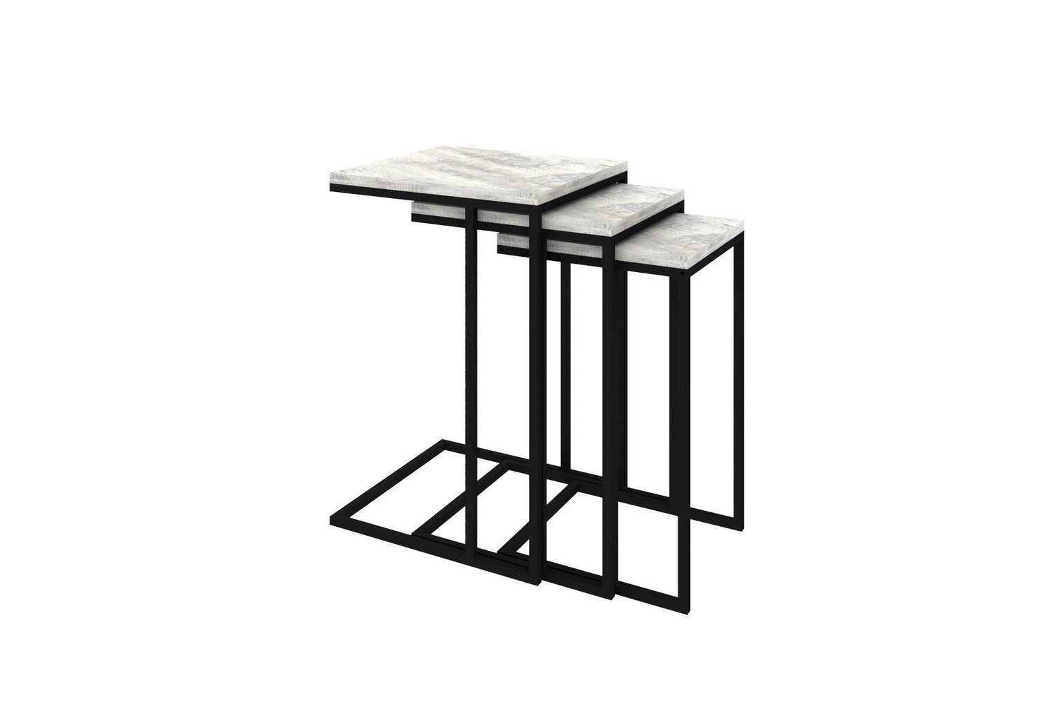 3-daļīgs galda komplekts Asir, 40x61,8x40 cm, balts/melns цена и информация | Žurnālgaldiņi | 220.lv