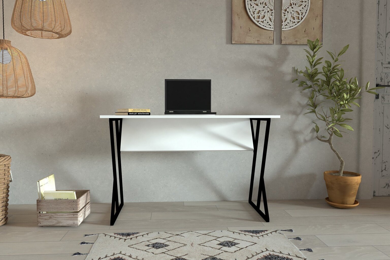 Galds Asir, 160x50,4x24,5 cm, balts cena un informācija | Datorgaldi, rakstāmgaldi, biroja galdi | 220.lv