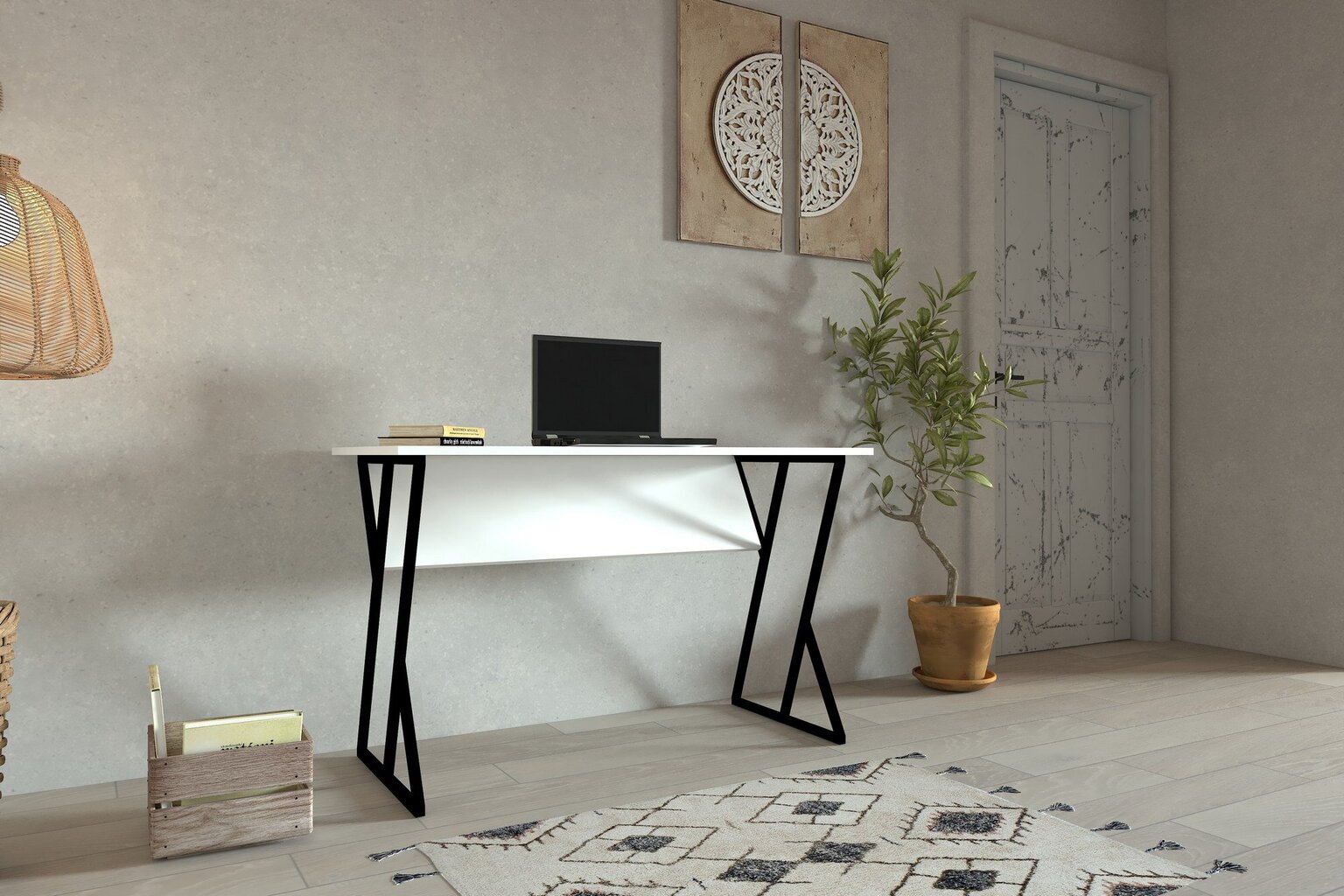 Galds Asir, 160x50,4x24,5 cm, balts cena un informācija | Datorgaldi, rakstāmgaldi, biroja galdi | 220.lv