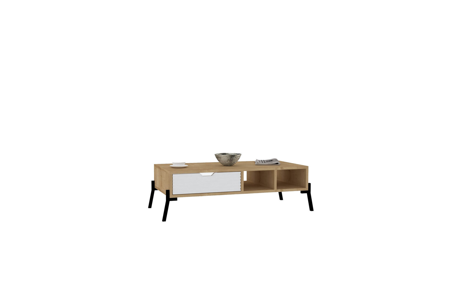 Kafijas galdiņš, Asir, 100x28,2x50 cm, gaiši brūns/balts цена и информация | Žurnālgaldiņi | 220.lv