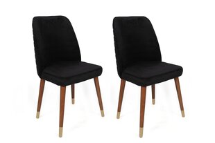 2 Krēslu komplekts Asir, melns/brūns/zelts cena un informācija | Virtuves un ēdamistabas krēsli | 220.lv