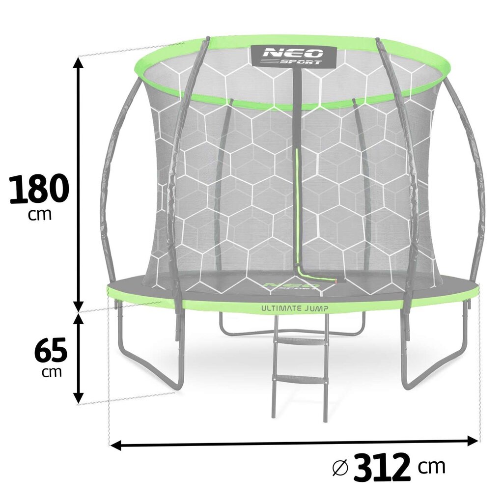 Profilēts dārza batuts ar iekšējo tīklu Neo-Sport, 312 cm цена и информация | Batuti | 220.lv