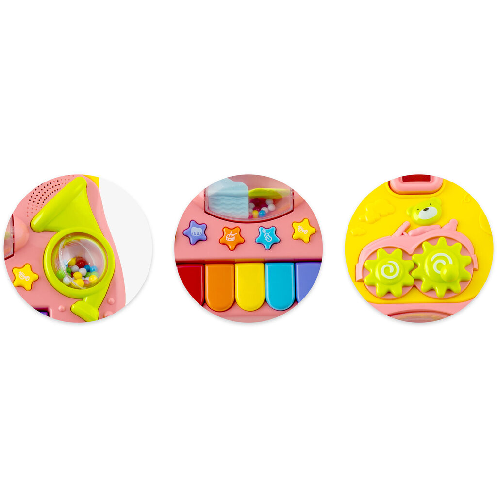 Izglītojošs stūmējs ar mūziku 2in1, rozā krāsā cena un informācija | Attīstošās rotaļlietas | 220.lv