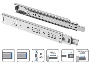 Gultņu sliedes 45x400mm, pilns pagarinājums цена и информация | Другие принадлежности для мебели | 220.lv