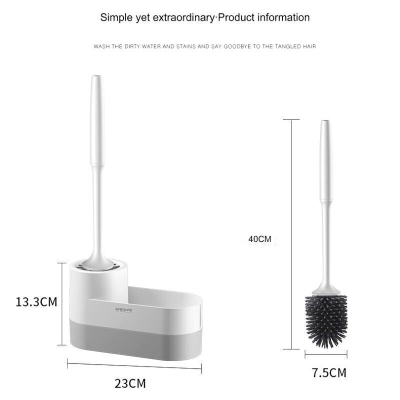 Sienas, bez-skrūvju, mīkstas gumijas saru tualetes poda birste ar plauktu, 40cm, IVY Oenon цена и информация | Vannas istabas aksesuāri | 220.lv