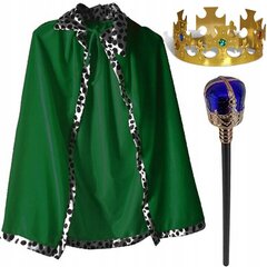 Karaļa kostīms, kronis, apmetnis, zaļa krāsa cena un informācija | Karnevāla kostīmi, maskas un parūkas | 220.lv