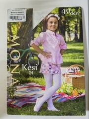 Колготки для девочек с серебристым узором Mona Kesi 01, 40 den, bianco цена и информация | Носки, колготки для девочек | 220.lv