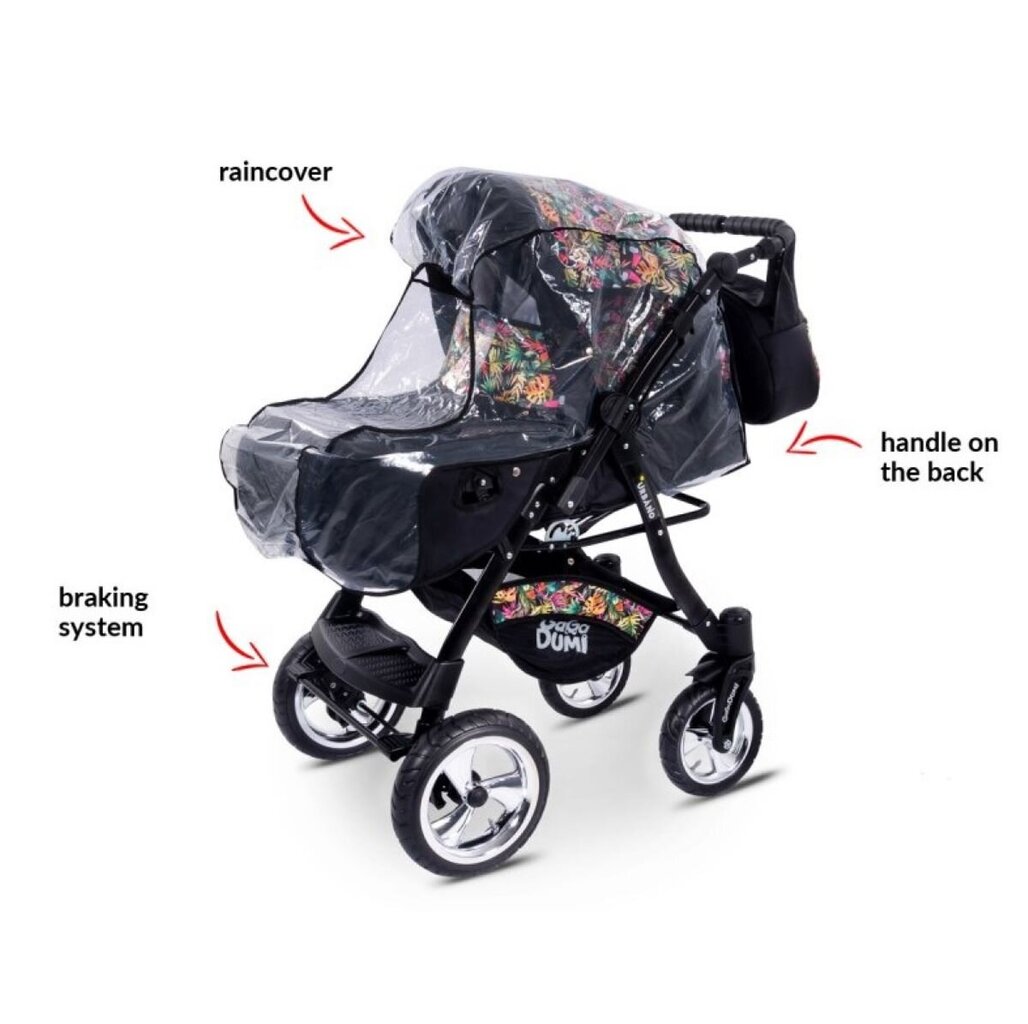 Universālie rati ar autokrēsliņu 3in1 Urbano Travel System, black cena un informācija | Bērnu rati | 220.lv