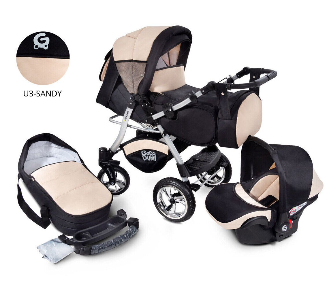 Universālie rati ar autokrēsliņu 3in1 Urbano Travel System, black цена и информация | Bērnu rati | 220.lv