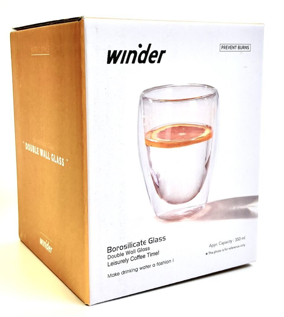 Winder borosilikāta dubultā stikla glāzes, 350 ml x 4 gab cena un informācija | Glāzes, krūzes, karafes | 220.lv