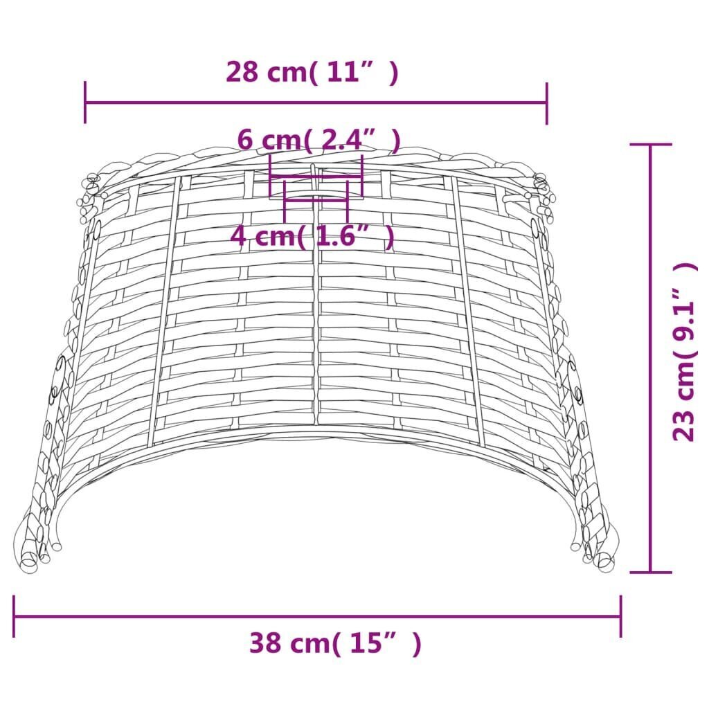 Lampas abažūrs, brūns, Ø38x23 cm, pīts vidaXL cena un informācija | Citi piederumi mēbelēm | 220.lv